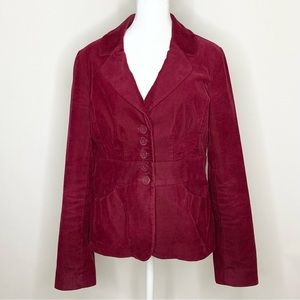 HALOGEN Corduroy fitted Blazer Jacket. Business Casual fully lined, Red, Size: M